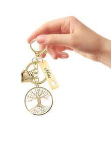 Loving Pu Leather Key Bag, Personalize Your Name.Niche Key Storage Bag,Heart-Shaped Car Keychain Made Of Ultra-Fine Faux Leather, Personalized Heart Keyring, Retractable Key Fob, The Retractable Keychain Is Compact And Stylish, Prevents Lost Keys, And Is Detachable.Valentine's Day Gift.Valentine's Day Gift.Back-To-School Season, Office And School Supplies - Multicolor - View 3