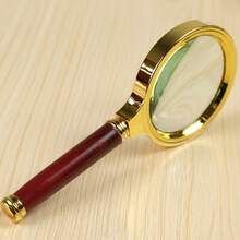 1pc 50x Magnifier - HD Metal Handheld Magnifier With Ergonomic Handle No Power Required For Reading Books Newspapers Outdoor Science And Making Fire - Wood Grain Magnifying Glass - View 6