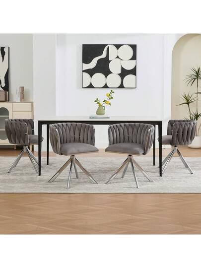 Fluwelen Seats Heavy Metal Frame, 180 Degree Swivel Function, Back, Zachte Luxurious Flexible Between Living Room, Budol Creative Workspace (Set Of 2)