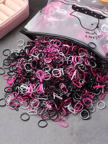 2000 件/套可爱高弹力发带、一次性马尾辫夹、彩色发饰、发圈、发橡皮筋、发绳、健身运动装 - 彩色 - 查看 4