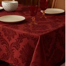 Durable And Elegant Rectangular Jacquard Fabric Tablecloth 4/6/8 Seats Luxury Promotion - Đỏ - Xem 3