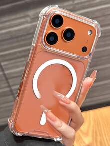 新款高级磁吸透明亚克力手机壳，兼容 17/16/15/14/13/12 Pro Max/14/15/16 Plus/17/Air/11，支持无线充电，透明防震保护壳 - 透明白 - 查看 2