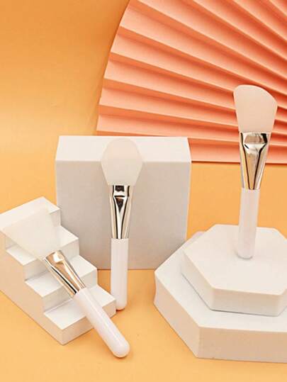 3pcs New White Silicone Mask Brush For Beauty Makeup; Not Eating Mask, Portable Water Therapy Tool For Beauty Salon, Mixing Stick For Mask, Coating Cleaning Tool, Beauty Brush Clay Mask Brush