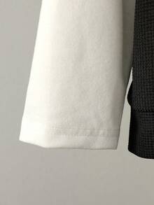 2 件套男童 Polo 衫和字母华夫格刺绣长袖上衣和裤子套装，春秋 - 黑色 - 查看 6