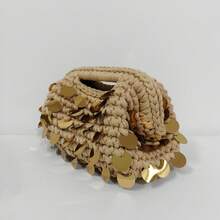 Nuova piccola borsa clutch con paillettes e uncinetto, con brillantini, borsa da sera fatta a mano, borsa per il trucco da viaggio