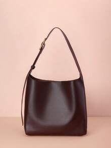 Hatastic 新款慵懒风圆筒包复古单肩斜挎包，大容量手提包，简约风格女包，商务休闲女包，完美适用于办公室、商务和工作场合，复古风情女包，音乐节礼物之选 - 咖啡棕 - 查看 1