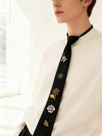 1pc Vintage Chic Metal Chain Tie Necklace, Personalized Metal Chain Tie Necklace Design, Suitable For Women's Casual, Party And Banquet Wear As A Gift