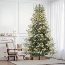 Árbol de Navidad Artificial preiluminado de 7.5 pies con Luces Blancas cálidas incandescentes, Puntas de Ramas automáticas para árbol de Navidad preiluminadas, Luces con certificación UL y Soporte ﻿ ﻿ - 7,5 pies - Ver 1