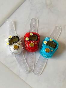 1 件/3 件迷你便携式数字计数器，可爱的花朵设计计数器，适合祈祷需求、仓库货物计数、可调节肩带