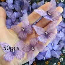 100/200pcs Mini Fabric Butterflies, 3D Realistic Pastel Butterflies Decor, Suitable For DIY Crafts, Nail Art, Photography Props, Headpieces, DIY Hair Clips, Headbands, Bouquet Decor, Jewelry Making Supplies, Home Decor, Party Decor, Wedding Decor, Easter Decor, Thanksgiving Decor, Garden & Yard Decor, Party Backdrops, Great Gift Choice