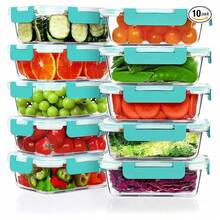 Glass Meal Prep Containers 22OZ - 10 Pack Airtight Food Storage -Lunch Containers For Microwave, Freezer, Dishwasher - Leakproof Lids - 如圖/L - 查看 1