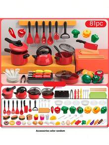 Kids Kitchen Fruit Cutting Playset, Vegetable Pretend Play Toy, Cake Cutting Toy For Boys And Girls - Multicolor - View 5