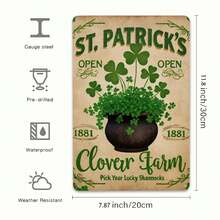 Tin Metal Sign St. Patrick's Day Clover Farm Sign  Lucky Shamrock Irish Tee  Men's & Women's Green Graphic Tee For St Paddy's Celebration  Vintage Style Clover Metal Sign Gift For Wall Art - Nhiều màu - Xem 5