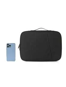 1 Laptop Sleeve With Handle, Padded 14-Inch Computer Tote Bag, Portable Storage Bag With Mesh Inner Pocket, Secure Hook And Loop Strap, Perfect For Work, Business And Daily Commuting - Multicolor - View 4