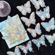 10 adesivos de borboleta holográficos de PVC de alta qualidade com design brilhante, decoração autoadesiva com padrão brilhante para garrafas de água, álbuns de recortes, diários, cadernos e projetos de artesanato, decoração criativa faça você mesmo, decorações de feriado, Natal, Halloween, Dia dos Namorados