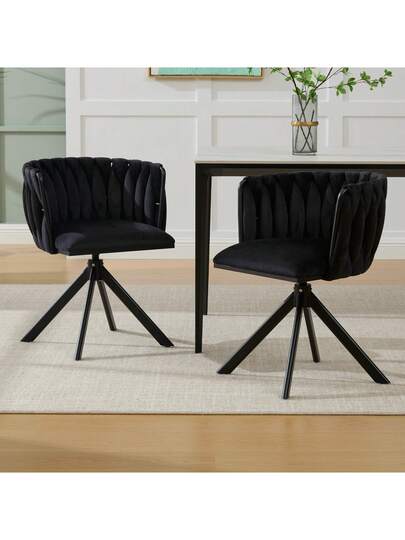 Fluwelen Seats Heavy Metal Frame, 180 Degree Swivel Function, Back, Zachte Luxurious Flexible Between Living Room, Budol Creative Workspace (Set Of 2) view 3