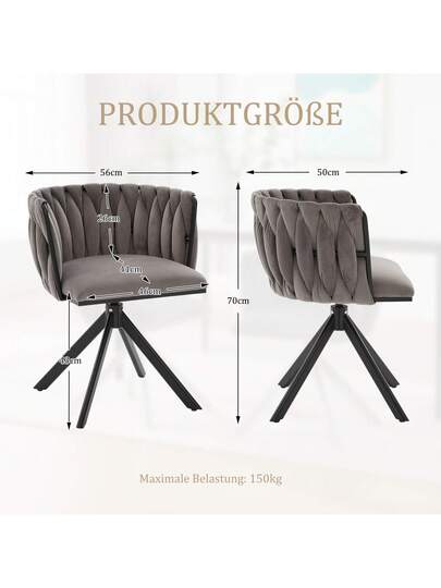 Fluwelen Seats Heavy Metal Frame, 180 Degree Swivel Function, Back, Zachte Luxurious Flexible Between Living Room, Budol Creative Workspace (Set Of 2) view 10