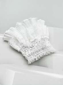 1 Pair Women's Lace Trim Detachable Cuffs, Lightweight Sweatshirt/Sweatshirt Sleeve Extender, Cute Lolita Style Accessory, Suitable For Cosplay, Manicure, Photography Props - One Size - View 6