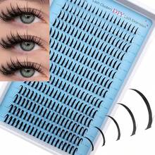 280 pezzi Grappoli di ciglie con punte, grappoli di ciglie, grappoli arricciati, estensioni di ciglie, estensioni di ciglie in stile americano, ciglie individuali fai-da-te, strisce, ciglie finte in mink, ciglie spesse e appuntite, lunghezza mista da 12 a 20 mm