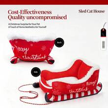 1pc Latest Super Soft Christmas Sled Dog/Cat Bed, Thick Warm Winter Removable & Washable, Suitable For Medium & Small Dogs And Cats - Red - View 4