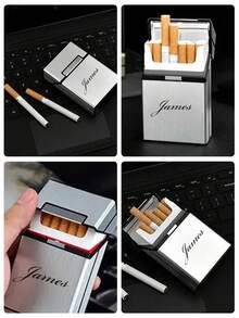 1pc Customized Engraved Cigarette Case, Personalized Cigarette Box, Custom Gift For Husband, Boyfriend, Dad, Grandfather, Birthday Gift, Personalized With Name, Photo, Etc.