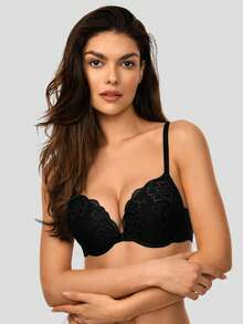 Wingslove Women's Push Up Lace Bra Comfort Padded Underwire Bra Lift Up