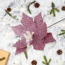 Christmas Artificial Flower, Shiny Colorful Tree Topper Stem Home Decor Party Favor - Purple - View 5