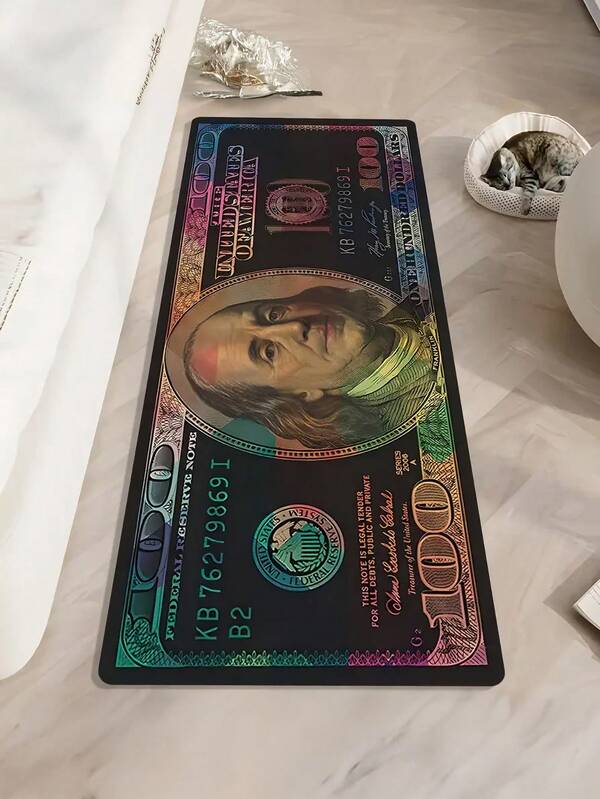 قطعة 1 من السجادة/البساط ذو نمط الدولار الإبداعي - مقاوم للانزلاق ، قابل للغسل في الغسالة ، مناسب للمطبخ والغسيل والنوم والحمام - سجاد ذا نمط الدولار الفاخر من البلور الساتان، قابل للغسل، سجاد / بساط بوليستر مناسب للمعيشة والنوم والمطبخ والممر -سجاد داخلي منسوج ، يوفر راحة ومتانة مميزة، مناسب لديكور المنزل والمكتب، ديكور منزلي عصري/ديكور غرفة، سجاد غرفة النوم