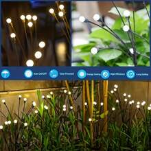 2/4/6/8-Piece Outdoor Garden Path Lights, Solar-Powered Firefly String Lights, IP44 Waterproof Rating, Solar Decorative Lighting For Patios And Yards, Made Of Weather-Resistant Plastic, Easy To Install (Mounting Accessories Included) - Warm Color - View 5