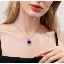 Heart The Ocean Simulated Blue Sapphire, Silver Necklace Pendants Jewelry  Jewelry Gifts For Woman2025 - 藍色-2 - 查看 4