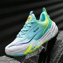 Men's Lace-Up Professional Training Plus Size Basketball Shoes, Running Competition Sports Breathable Sneakers, Hollow Outsole Anti-Slip Shock Absorption, Knitted Breathable Upper, High-Quality Reliable Men's Basketball Shoes, Comfortable Shock Absorption Anti-Slip Sports Casual Shoes, Unisex Basketball Shoes, Size: 35-45 - White Moon - View 2
