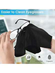 10片装可重复使用超细纤维清洁布，适用于眼镜、相机镜头和智能手机屏幕 - 厚实柔软，无香型，不刮伤，颜色随机，眼镜清洁剂