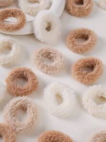 10个/套 女孩毛绒发圈，可爱多彩发绳，弹力发带，可用于扎马尾辫、丸子头，适合日常使用 - 彩色 - 查看 5