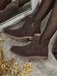 Women's Natural Leather Ankle Boots Rito - Chocolate - View 3