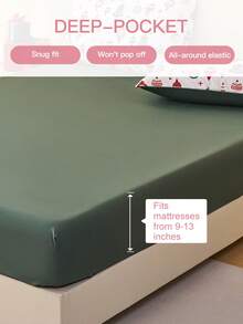 Juego de sábanas con estampado de bolas y campanas navideñas, 3/4 piezas, con funda de almohada, de tacto suave como una nube, resistente a las arrugas y al encogimiento, incluye 1 sábana plana + 1 sábana ajustable + 1/2 fundas de almohada, sábana de bolsillo profundo, para camas de todos los tamaños, certificado Oeko-Tex