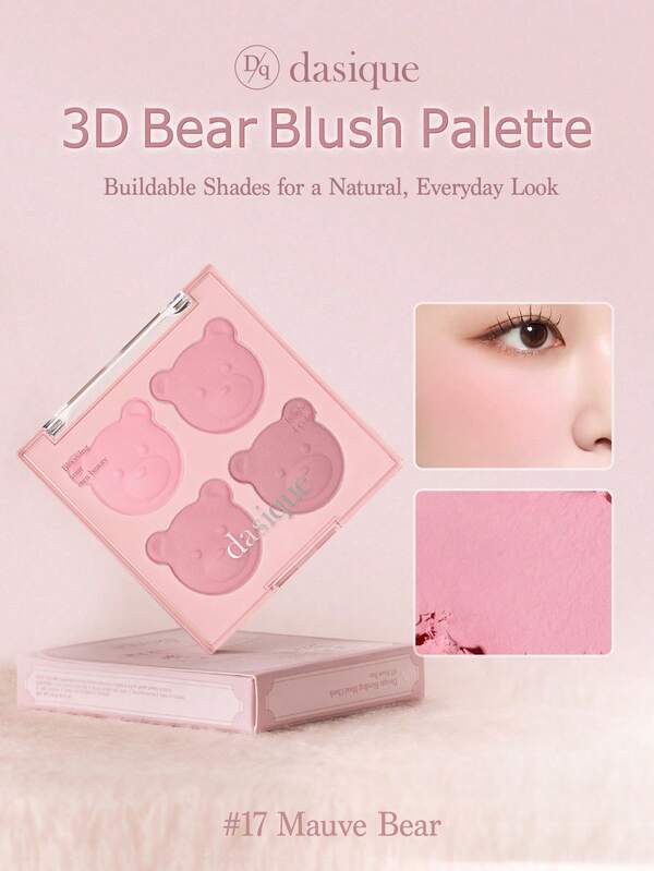Dasique Paleta de blush matte Dasique de 4 cores, altamente pigmentada, não desbota, longa duração, brilhante, leve, natural, maquiagem facial, blush, fórmula vegana, pó suave, maquiagem de marca feminina sofisticada, presentes de Natal, presentes essenciais para as festas de fim de ano para mulheres