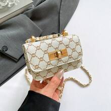 Casual Chain Small Square Crossbody Bag, Fashionable & Charming For Girls