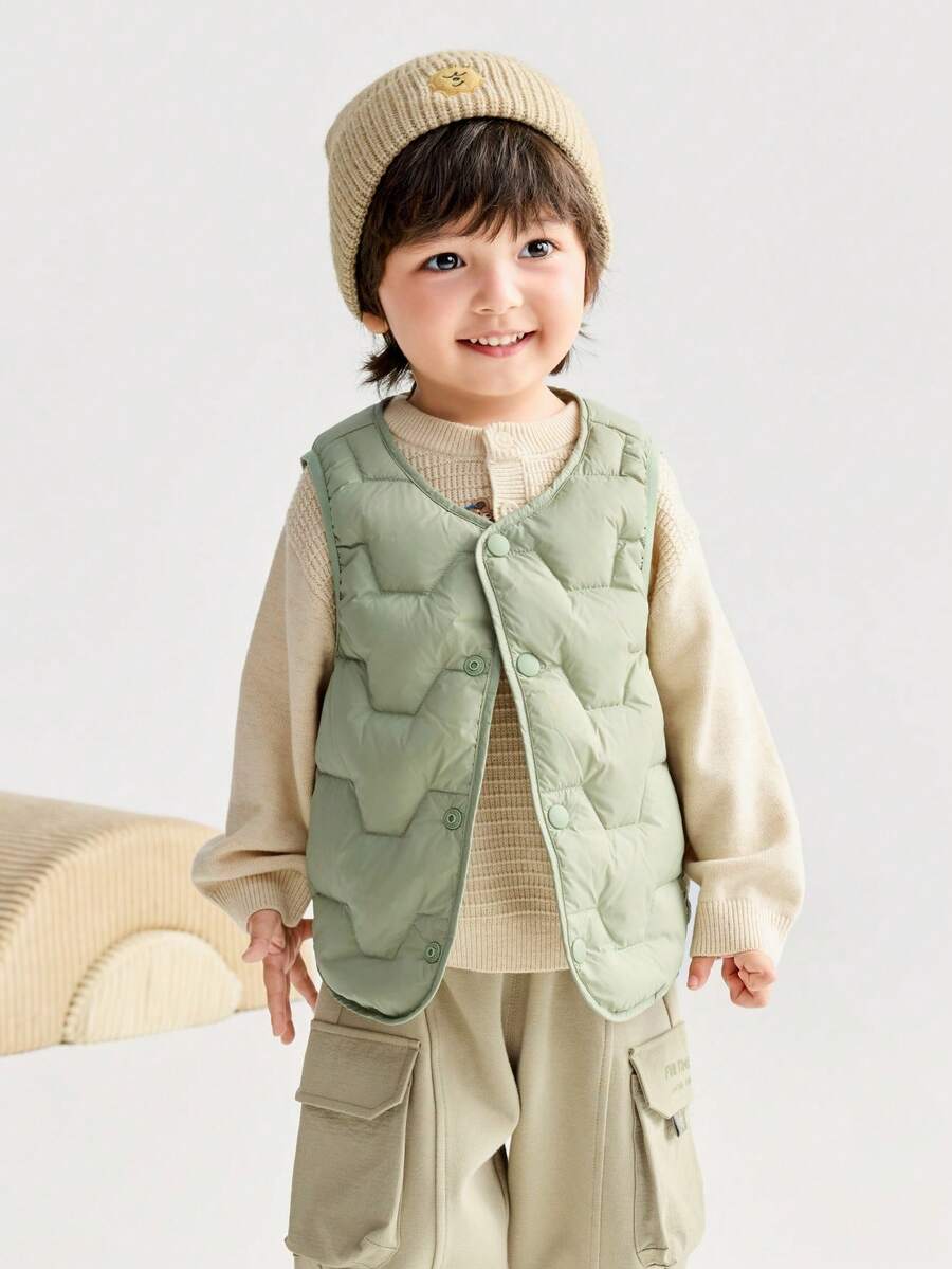 Balabala Kids Lightweight Down Vest Toddler Winter 2025 Waterproof & Warm - Earthy Green - View 1