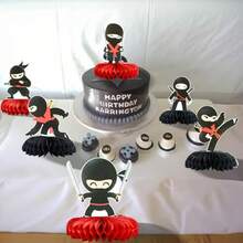 DGyufise 6Pcs  Party Honeycomb Table Centerpiece Double Sided Martial Arts Karate Kung Fu Warriors Table Toppers Centerpieces For  Theme Baby Shower Birthday Party Table Decorations Plies - As Pic - View 4