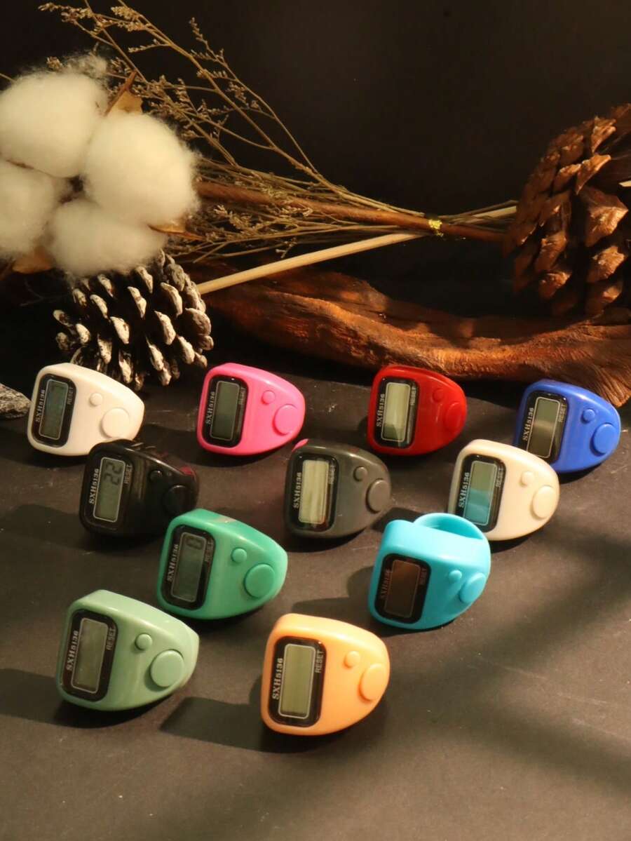 1pc/5pcs/10pcs Mini Cute Finger Ring Counter, Portable Hand Press Electronic Display Counter, Silent Manual Multi-Channel Counter, Durable - Multicolor - View 1