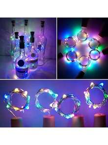 Luces de cadena con forma de corcho para botellas de vino, alimentadas por energía solar, de alambre de cobre, adecuadas para bodas, Navidad, decoración de exteriores, jardín y césped, con luz cálida/blanca/de color