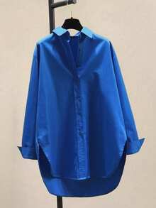 Chaqueta casual de mujer de ajuste holgado, con cuello vuelto y manga larga