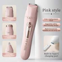 2025 New Women's 3-In-1 Portable Electric Shaver, Unisex - Multi-Functional LED Display, USB Charging, Includes Pubic Hair Trimmer, Ear And Nose Hair Trimmer, Lip Hair Trimmer - Multicolor - View 14