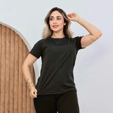Kit 2 Basic Women's Dry Fit T-Shirts Gym Workout Blouse - 淺藍色 - 查看 2