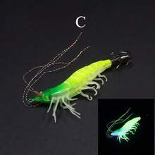 1 pieza Cebo de pesca de camarón luminoso Avlcoaky de 10.5cm/11.5g con anzuelo tipo jig de calamar