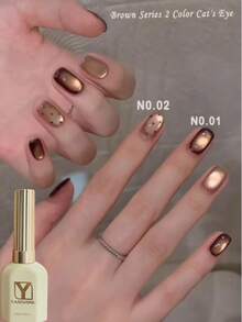 15毫升摩卡棕色猫眼凝胶指甲油 – 柔软磁性闪光凝胶，光泽可卸持久美甲，适合DIY和美甲沙龙使用 - 彩色 - 查看 4