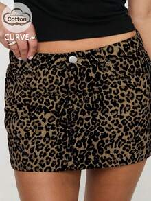 Chân váy denim mini dáng ôm eo cạp chun bằng cotton họa tiết da báo gợi cảm kiểu Y2K, thời trang mùa hè đa năng. - Beo - Xem 5