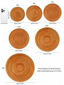 1pc Rattan Trivets For Hot Pots And Pans, Rattan Drink Coasters, Exotic Handmade Artisan Teapot Coasters, Creative Gift,Suitable For Halloween Holiday Coasters And Placemats, As Well As Christmas Kitchen Coasters And Placemats. - Brown - View 4
