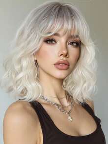 Multi-Color Wavy Curly Wigs, Beautiful & Fashionable Synthetic Heat-Resistant Fiber Wigs For Women, Suitable For Daily Wear And Parties - Ombre - View 2