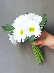 1束12头仿真菊花和向日葵，桌面装饰，摄影道具，花束